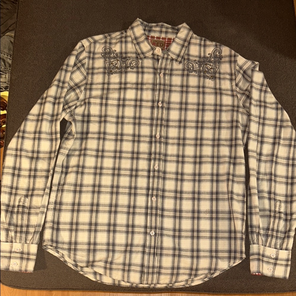 Red Camel Casual Blue and White Plaid Shirt